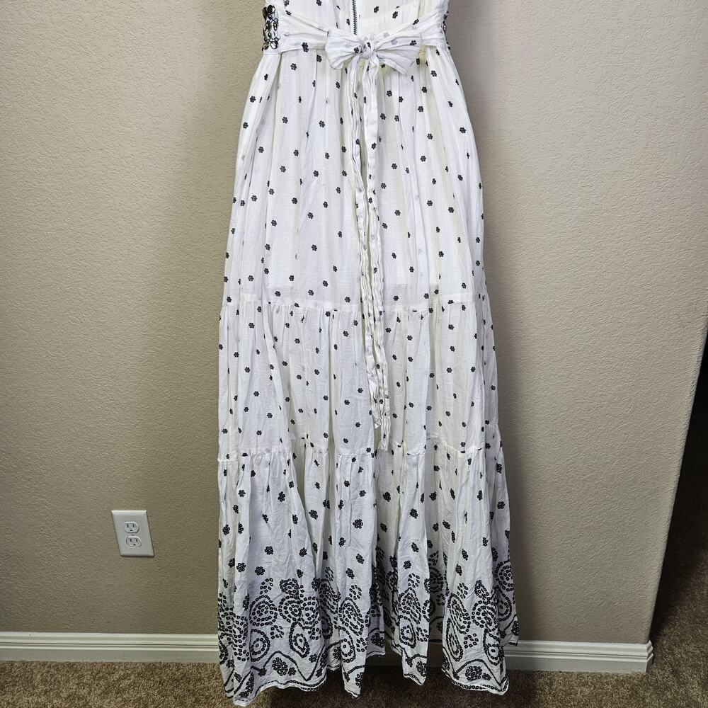 Oasis Maxi Dress 14 Embroidered White Black Beaded Embellished Floral Cotton - Picture 7 of 16